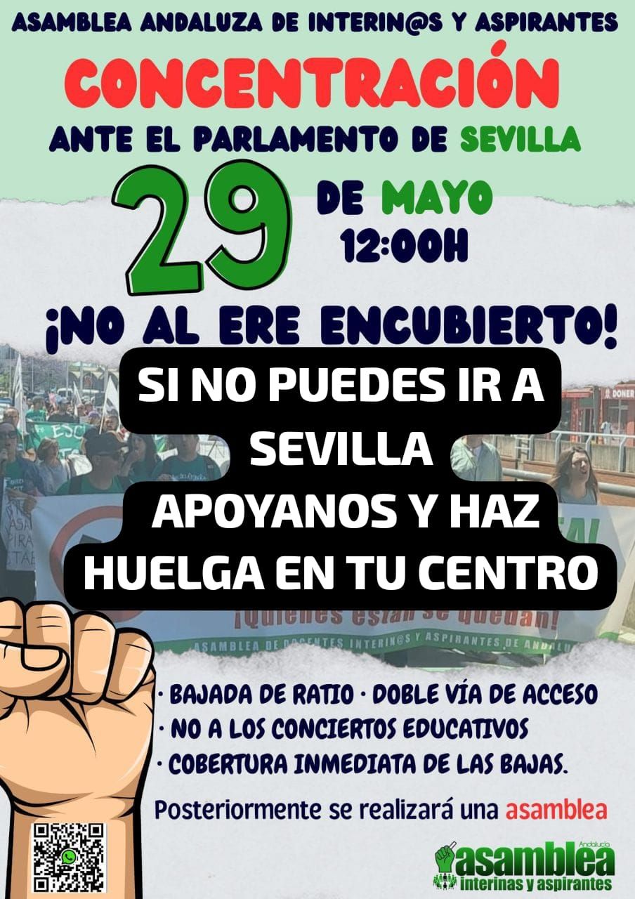 Convocatoria de concentración por la asamblea andaluza de interinos y aspirantes