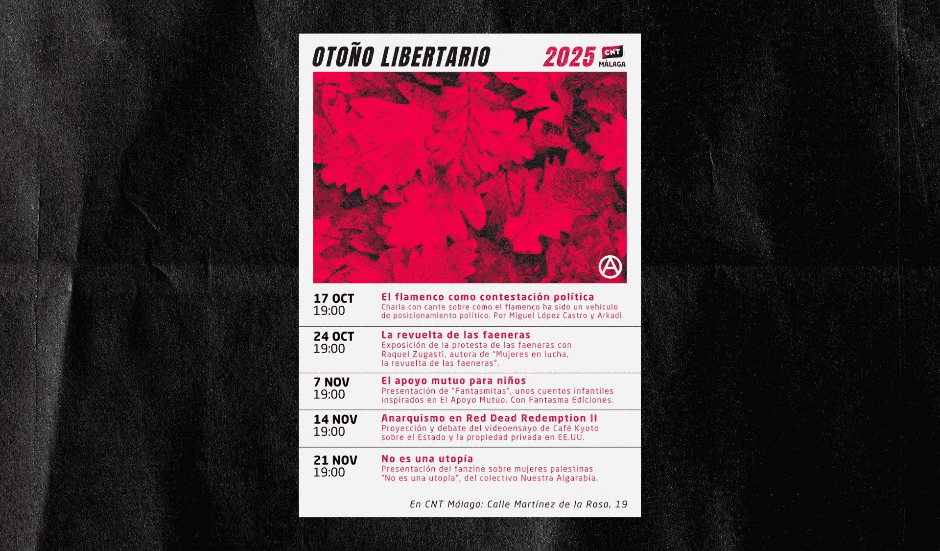 Cartel otoño libertario 2025 sobre fondo negro