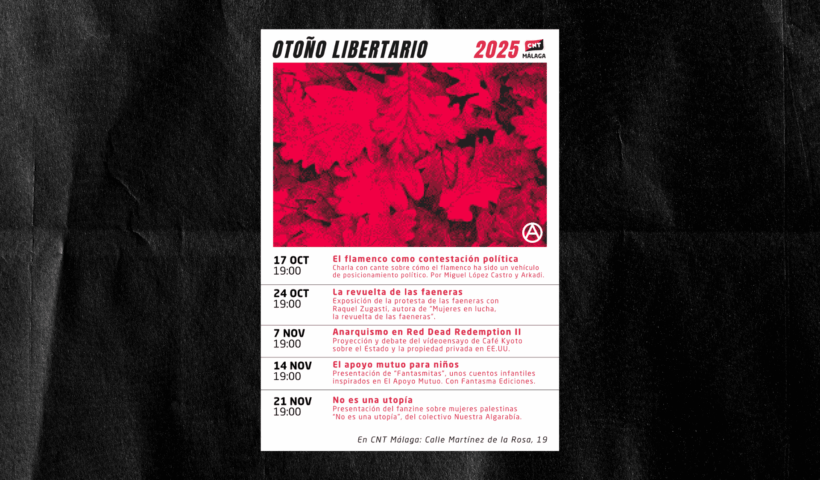 Cartel otoño libertario 2025 sobre fondo negro