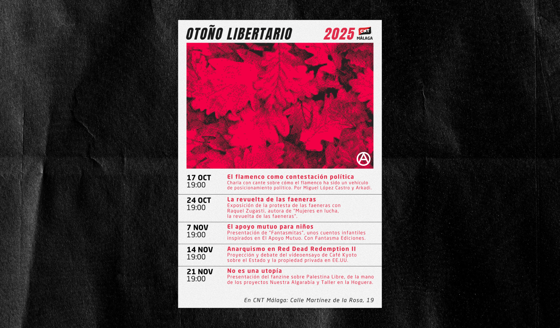 Cartel otoño libertario 2025 sobre fondo negro