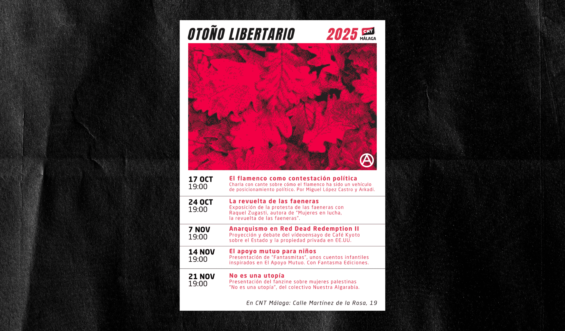 Cartel otoño libertario 2025 sobre fondo negro